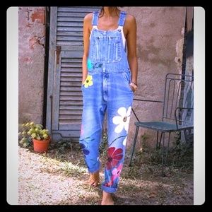 Cute flowers Jean overalls